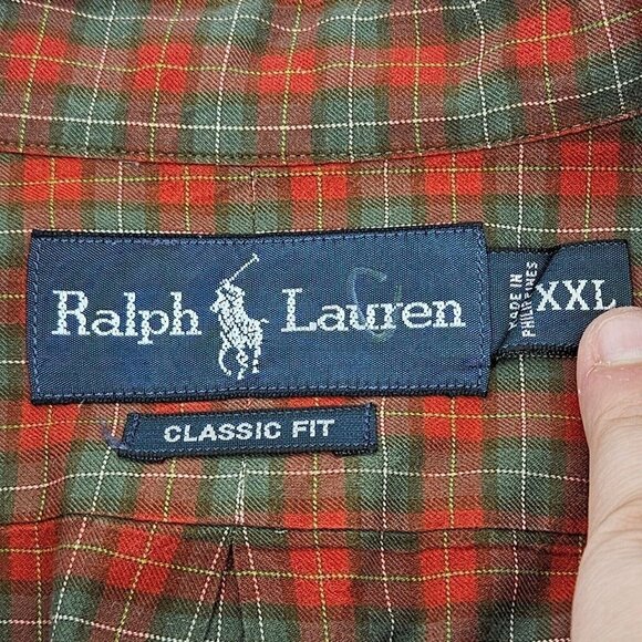 Ralph Lauren Classic Fit Plaid Button Down Shirt Red Men’s Size XXL Long Sleeve - Picture 6 of 10